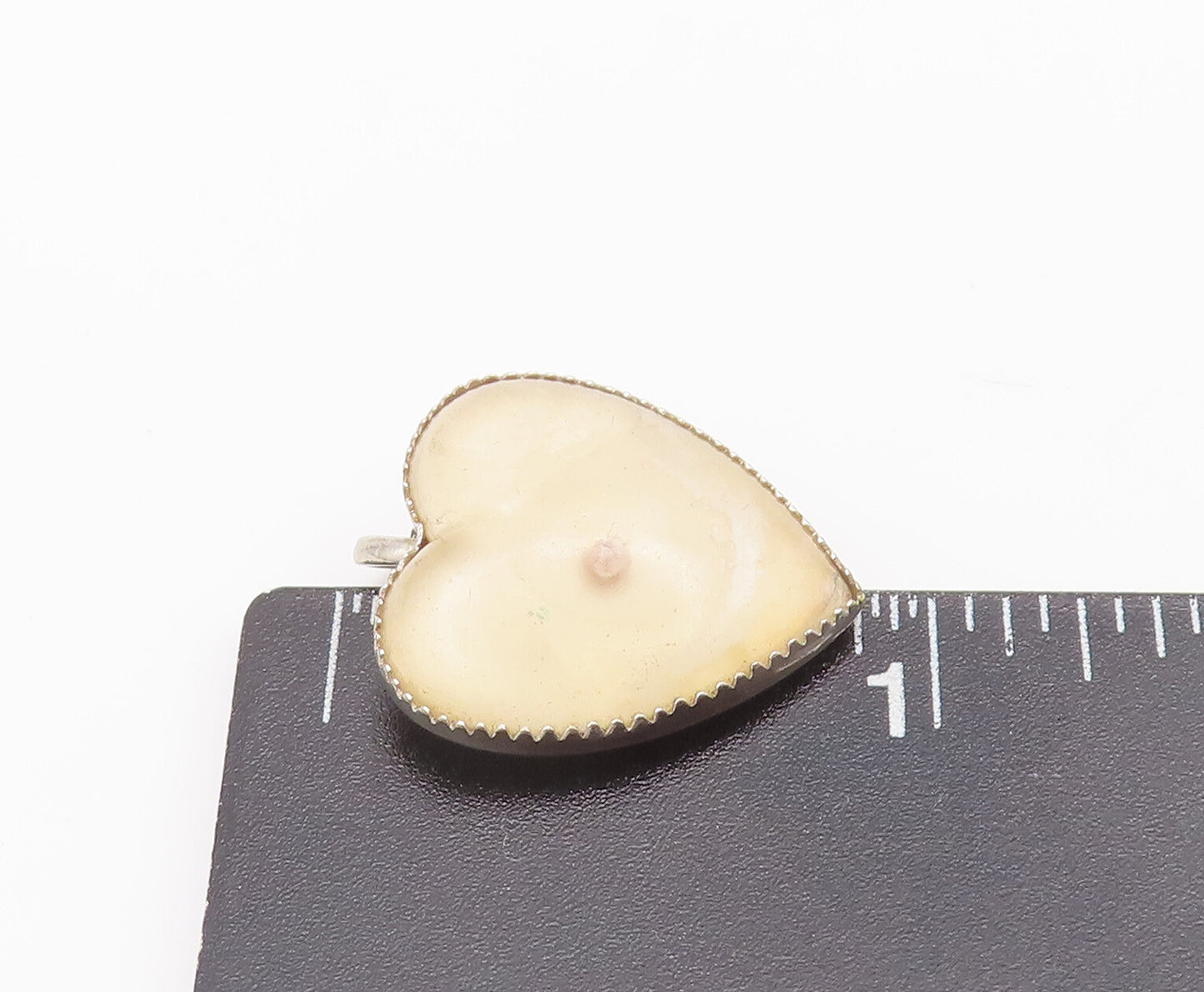 925 Sterling Silver Vintage Pendant Minimalist Glass Love Heart  PT22734