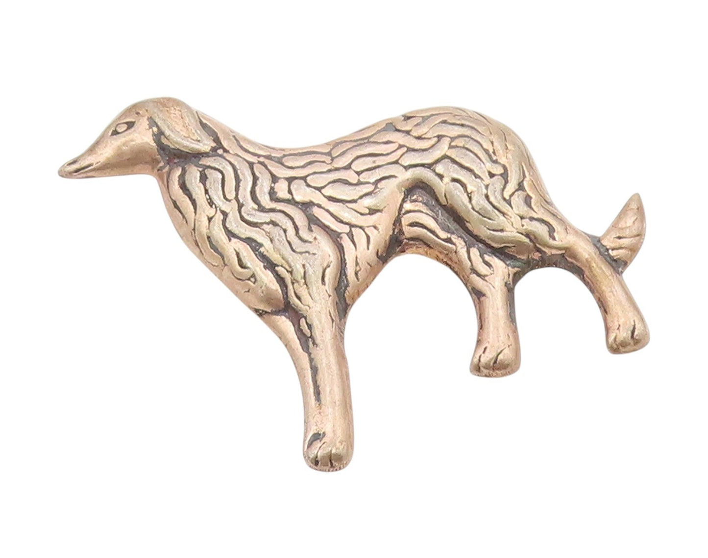 925 Sterling Silver Vintage Brooch Pin Textured Borzoi Dog Figurine  BP12164