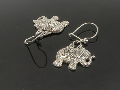 SARDA 925 Sterling Silver  Vintage Textured Elephant Dangle Earrings  EG11475
