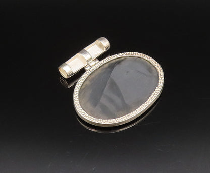 925 Sterling Silver  Vintage Oval Black Onyx With Bar Bail Pendant  PT21918