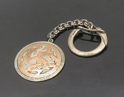 925 Sterling Silver & 18K GOLD  Vintage 2 Tone Warrior Key Chain  TR2631