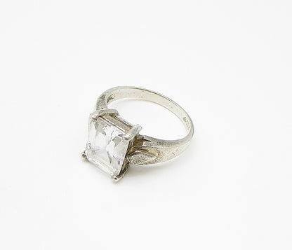 925 Sterling Silver  White Cubic Zirconia Engagement Ring Sz 7  RG2950