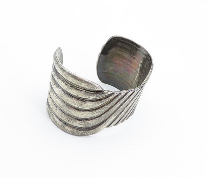 ZINA 925 Sterling Silver  Vintage Large Dark Tone Swirl Cuff Bracelet  BT1828