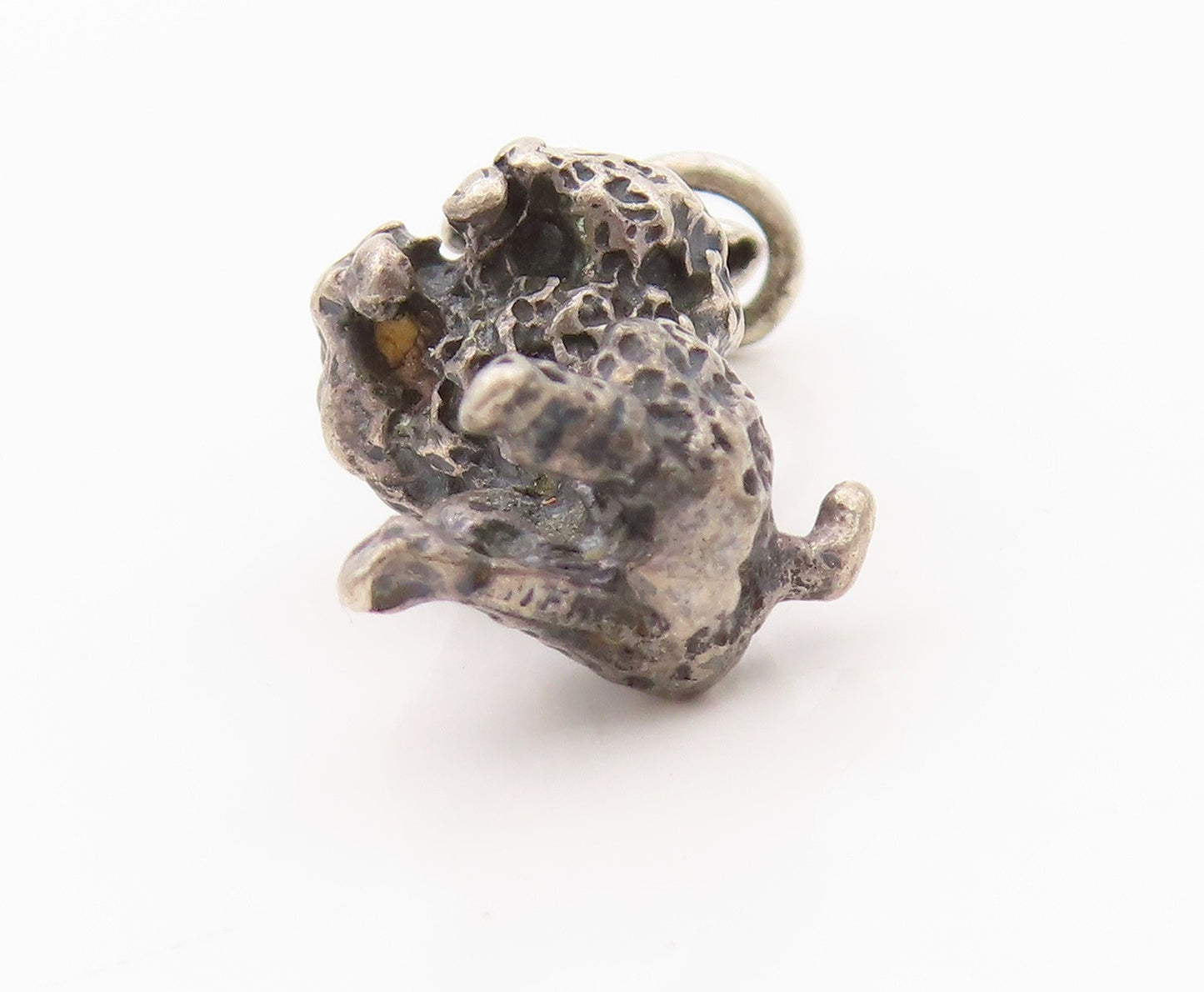 925 Sterling Silver Vintage Pendant Brutalist Carved Puddle Dog Charm  PT24024