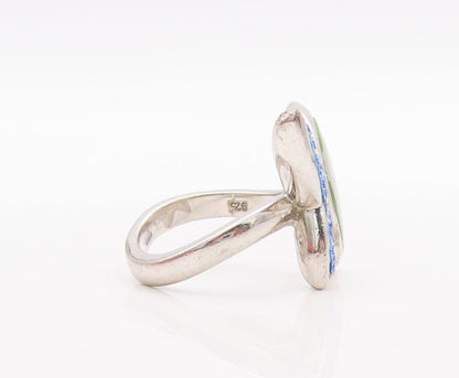 925 Sterling Silver Vintage Ring Solid Rhinestone Inlay Butterfly  Sz 7  RG28565