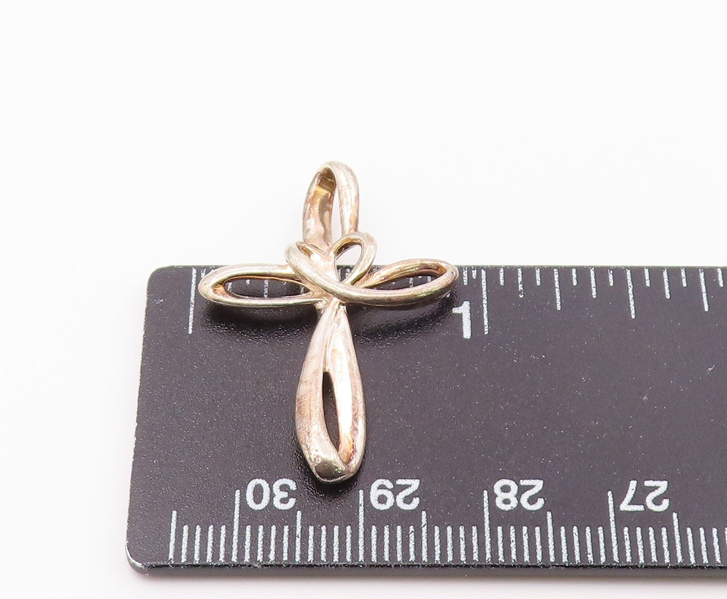 925 Silver  Vintage Twisted Religious Cross & Engraved Message Pendant PT20974