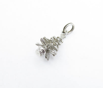 925 Sterling Silver  Vintage Shiny Petite Christmas Pine Tree Pendant  PT4652