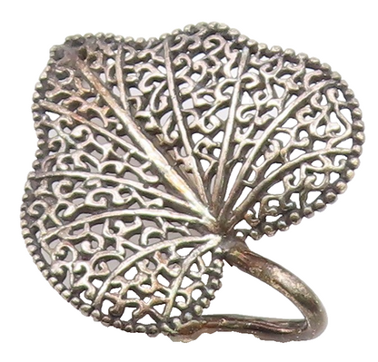 925 Sterling Silver  Vintage Beaded Edge Veined Love Heart Brooch Pin  BP9628