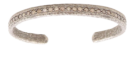 925 Sterling Silver Vintage Bracelet 1CT Champagne Diamonds Brutalist   BT10969