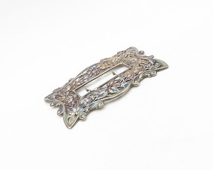925 Sterling Silver  Vintage Antique Floral Vine Motif Belt Buckle  TR2423