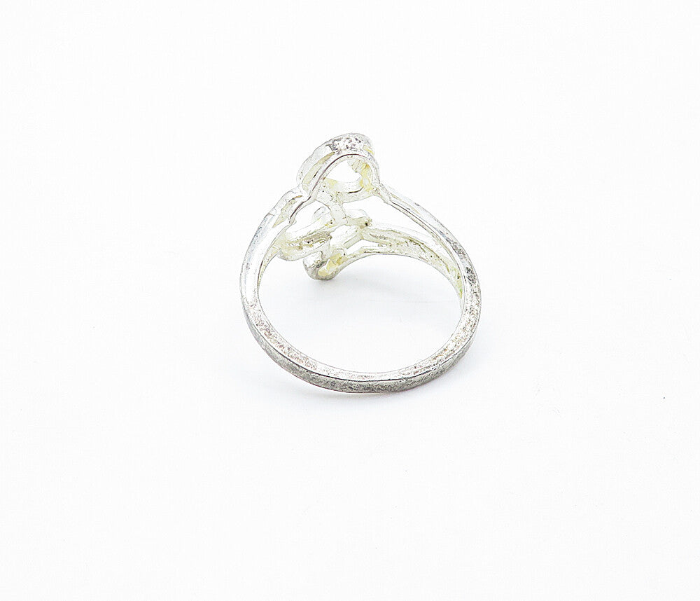 925 Sterling Silver  Vintage Graduated Open Love Hearts Band Ring Sz 8  RG3715