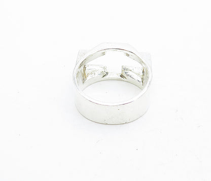925 Sterling Silver  Vintage Shiny Religious Cross Band Ring Sz 8.5  RG5337