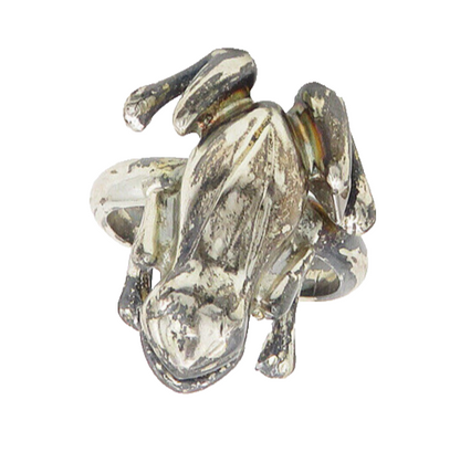 925 Sterling Silver  Vintage Shiny Frog Motif Band Ring Sz 10  RG18471