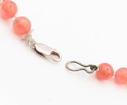 925 Silver Vintage Designer Rhodochrosite Heart Beaded Heavy Necklace NE4142