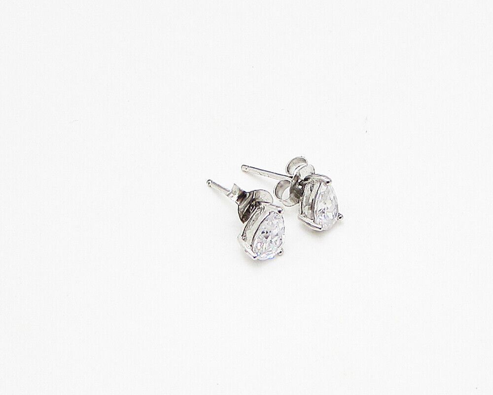 925 Sterling Silver  Faceted White Topaz Tear Drop Stud Earrings  EG1809