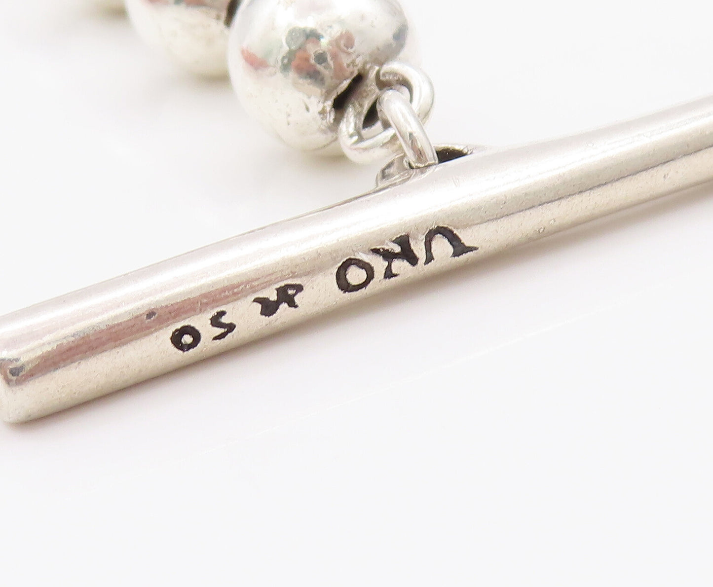925 Sterling Silver Vintage Bracelet UNO DE 5O Solid Beads Toggle Lock  BT10349