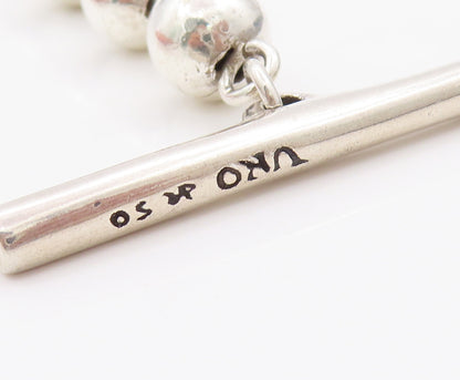 925 Sterling Silver Vintage Bracelet UNO DE 5O Solid Beads Toggle Lock  BT10349