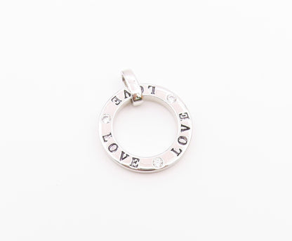 925 Sterling Silver   Vintage Cubic Zirconia Love Stamped Pendant  PT18264