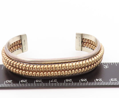 925 Sterling Silver Vintage Bracelet TAHE Two Tone Braided Rope Cuff  BT11371