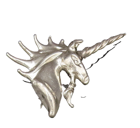 925 Sterling Silver  Vintage Sculpted Fancy Unicorn Brooch Pin  BP9701