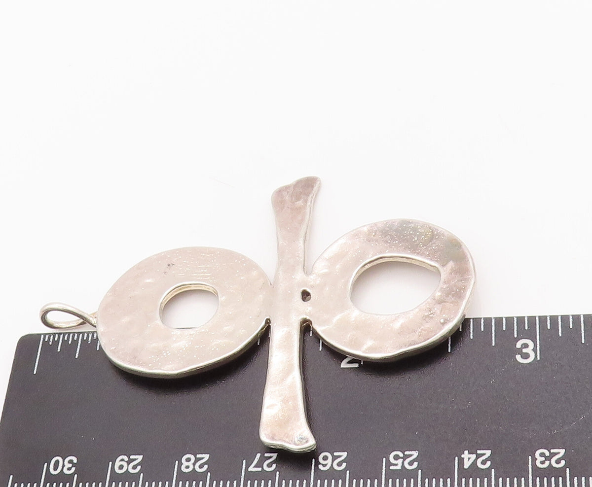 925 Sterling Silver Vintage Pendant RLM STUDIO Carved 2 Rings & Stick  PT23010