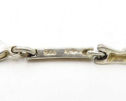 MEXICO 925 Sterling Silver Vintage Amethyst Bow Link Chain Bracelet BT5129
