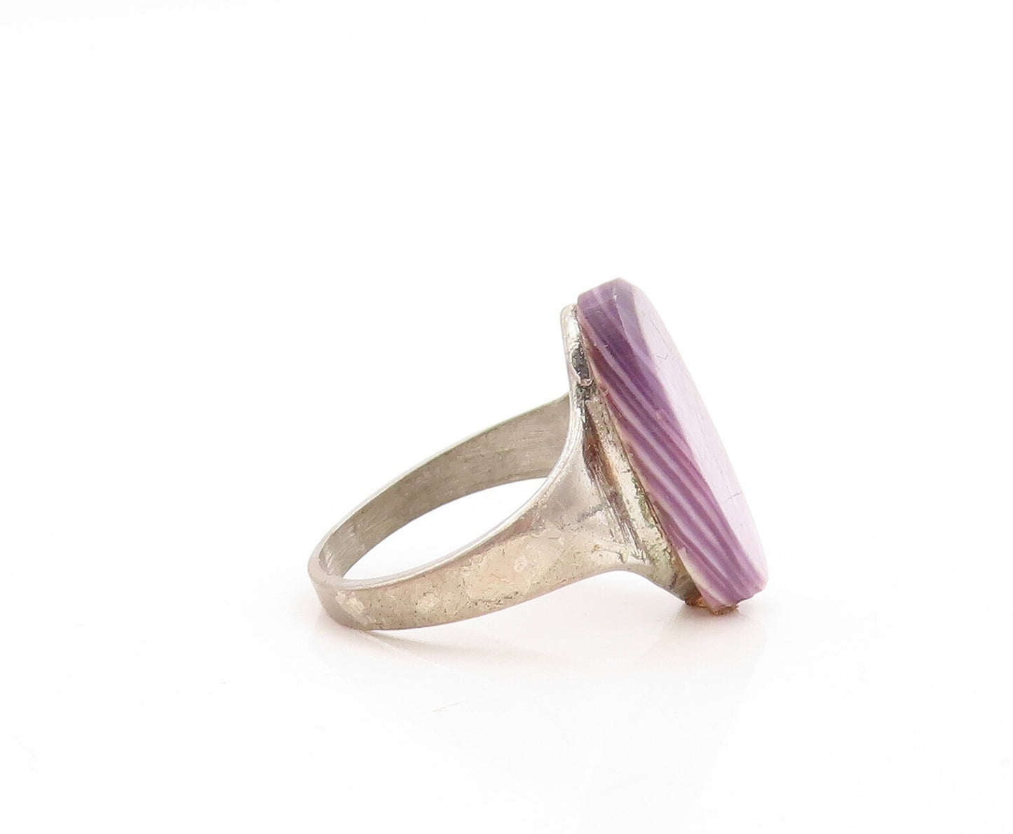 925 Sterling Silver Vintage Ring Designer Oval Gemstone  Sz 5  RG31468