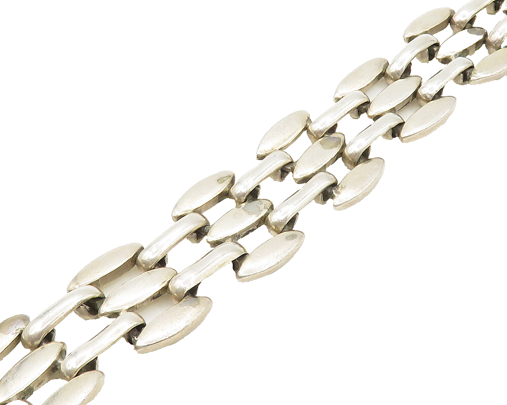 MEXICO 925 Silver  Vintage Minimalist Brick Layer Style Chain Bracelet  BT6929