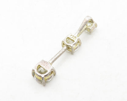 925 Sterling Silver  Vintage Graduated Cubic Zirconia Bar Pendant  PT10354