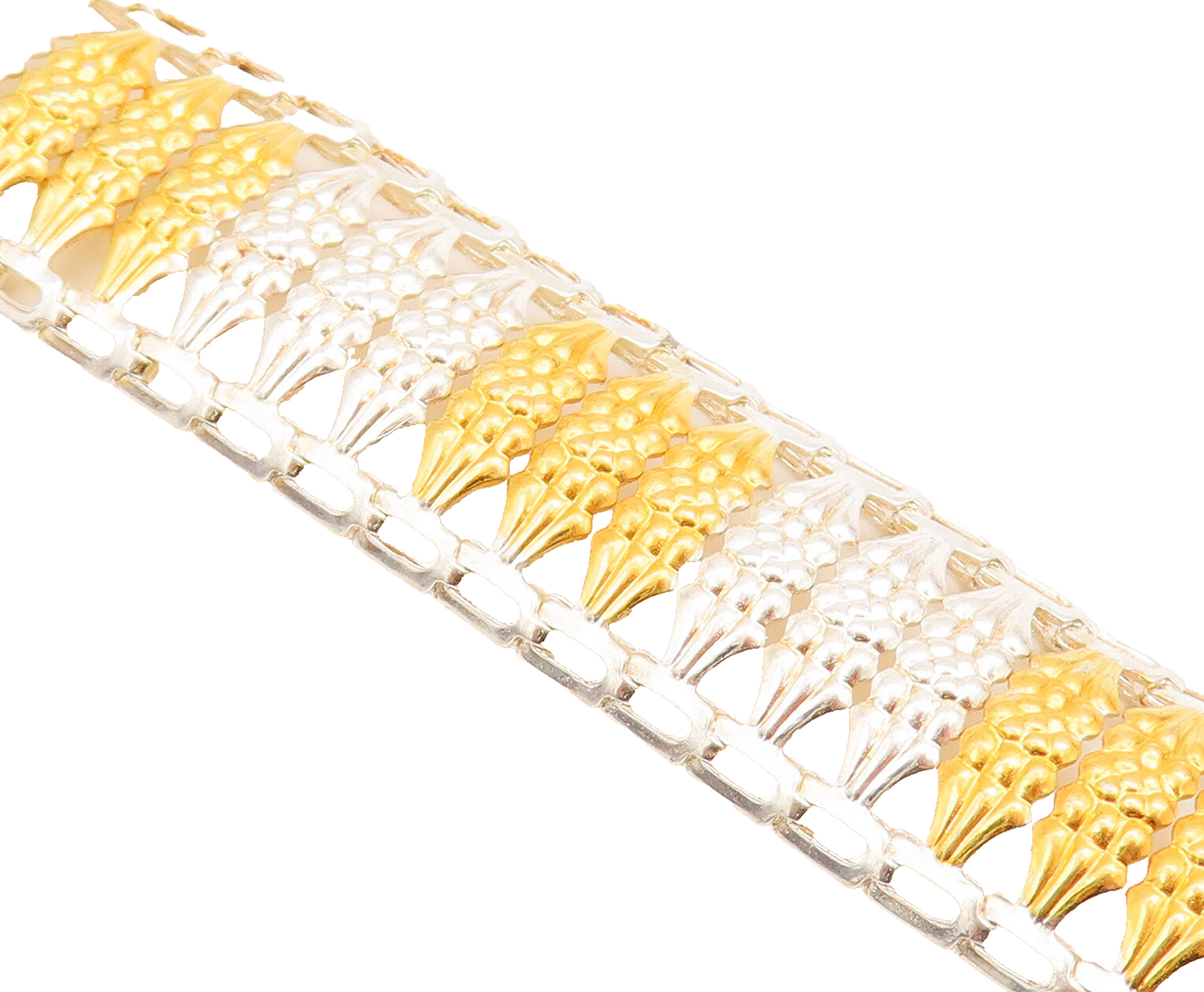 925 Sterling Silver Vintage Bracelet Solid Cutout Bead Repeated Pattern  BT10559