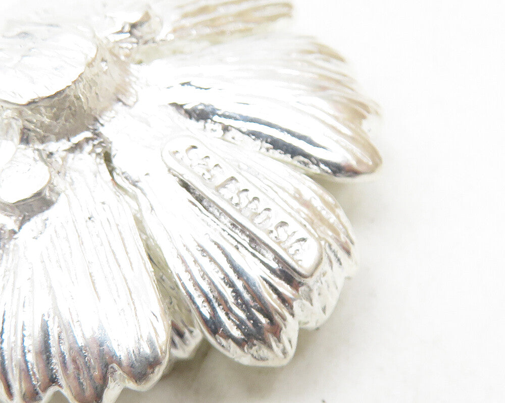 ESPO 925 Silver & 14K GOLD  Vintage Shiny 2 Tone Flower Motif Pendant  PT7653