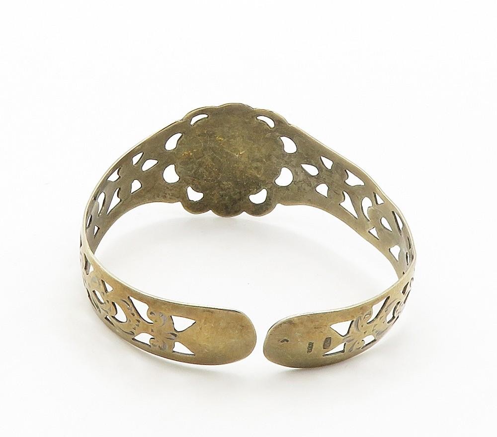 925 Sterling Silver Vintage Bracelet EAST EUROPE Floral Openwork Cuff  BT12089