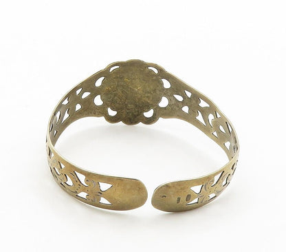 925 Sterling Silver Vintage Bracelet EAST EUROPE Floral Openwork Cuff  BT12089