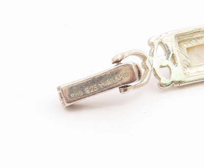 925 Sterling Silver Vintage Bracelet Mother Of Pearl Geometric Panel  BT11933