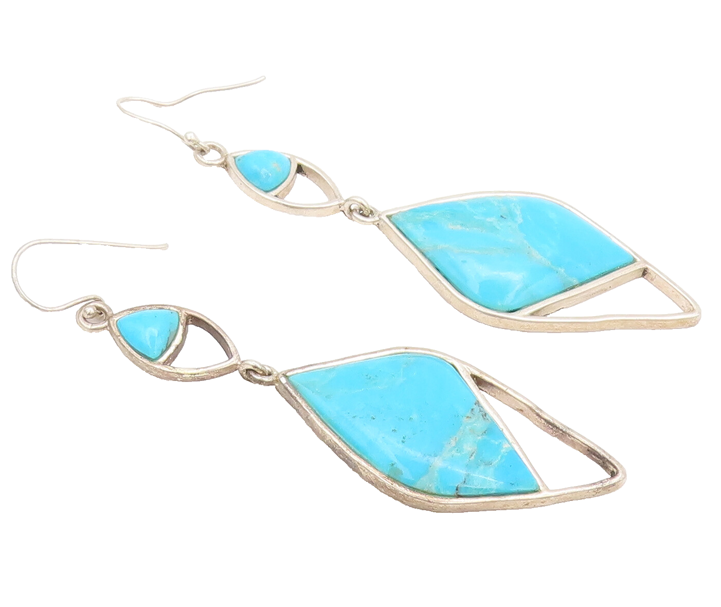 BARSE 925 Sterling Silver  Vintage Designer Inlay Turquoise Earrings  EG12759