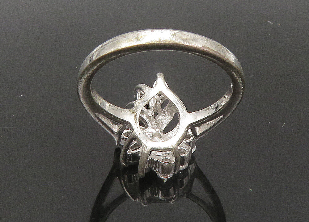 925 Sterling Silver  Vintage Shiny Topaz & Hematite Band Ring Sz 6  RG22271