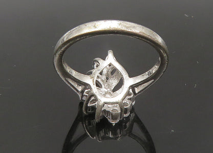 925 Sterling Silver  Vintage Shiny Topaz & Hematite Band Ring Sz 6  RG22271