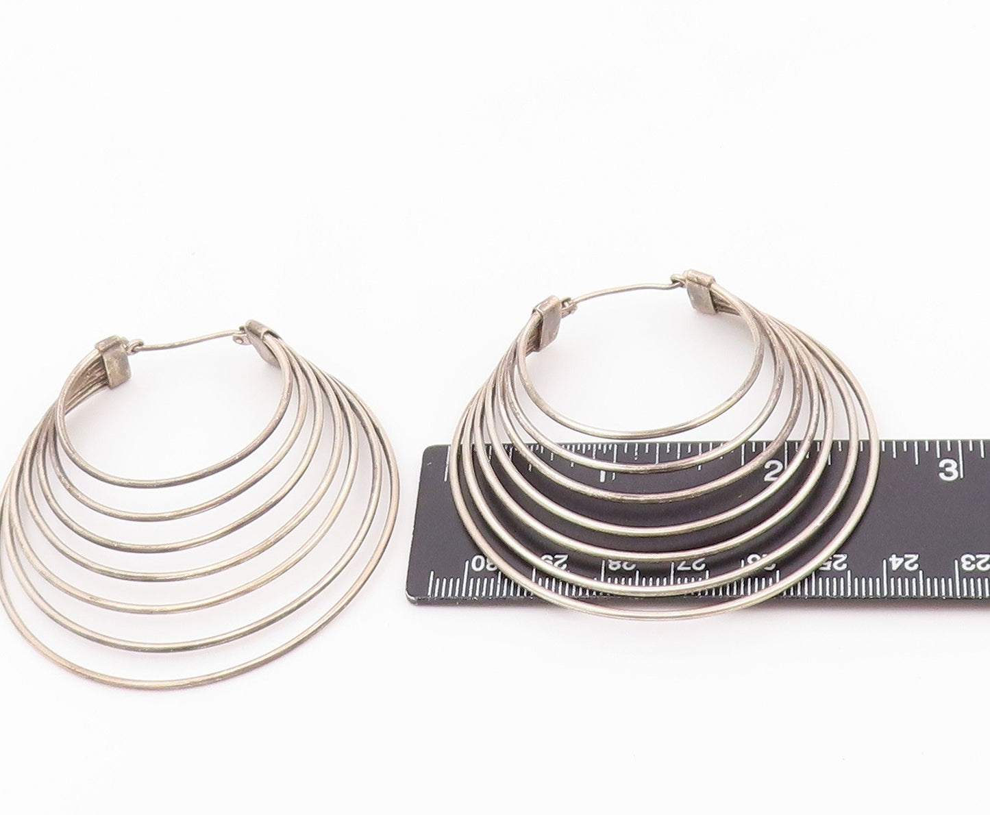 925 Sterling Silver Vintage Earrings Classic Cascade Loop Strand Hoop  EG14531