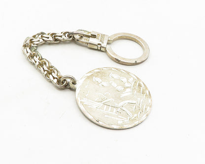FMC MEXICO 925 Sterling Silver  Vintage Etched Desert Scene Key Chain  TR1754