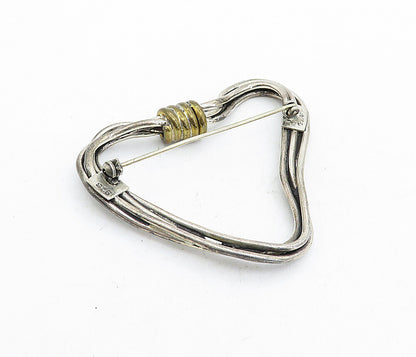 MEXICO 925 Sterling Silver  Vintage Two Tone Wrapped Detail Brooch Pin  BP2029