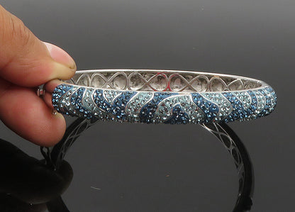 SWAROVSKI 925 Sterling Silver  Vintage Crystal Pattern Bangle Bracelet  BT8415