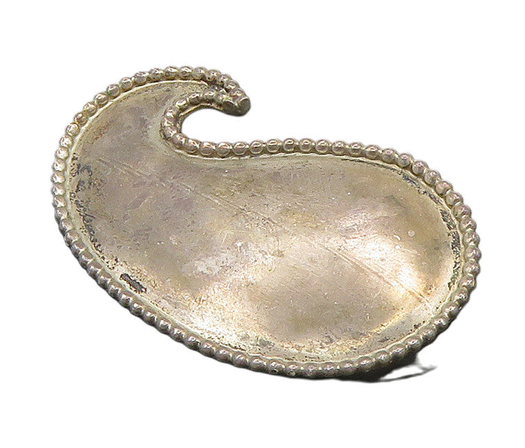DESIGNER 925 Sterling Silver Vintage Beaded Edge Wave Motif Brooch Pin BP9376