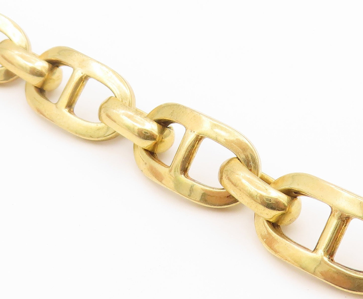 925 Sterling Silver Vintage Bracelet Gold Plated Mariner Anchor Link  BT12196