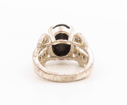 925 Sterling Silver Vintage Ring Black Sapphire Statement Band  Sz 6  RG35555