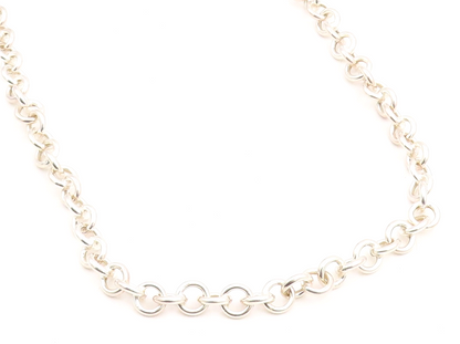 925 Sterling Silver Vintage Necklace Minimalist Interlocking Circle Chain NE4780