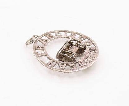 925 Sterling Silver  Vintage San Francisco Cable Car Souvenir Pendant  PT19436