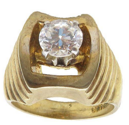 925 Sterling Silver Vintage Cubic Zirconia Gold Plated Band Ring Sz 6.5  RG19019
