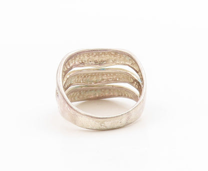 925 Sterling Silver Vintage Ring Modernist Abstract Wave Band  Sz 8  RG36201