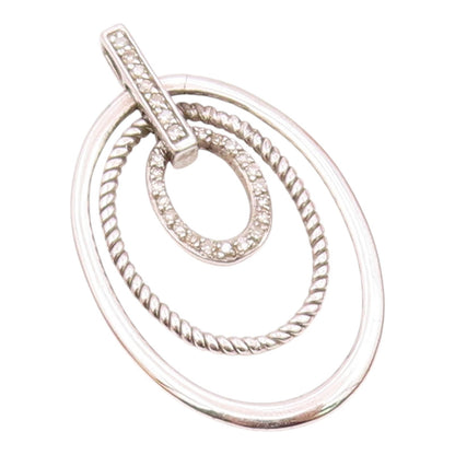 925 Silver  Vintage Graduated Open Oval Genuine Diamonds Pendant  PT20879