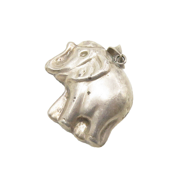 925 Sterling Silver  Vintage Hollow Elephant Dark Tone Drop Pendant  PT14187